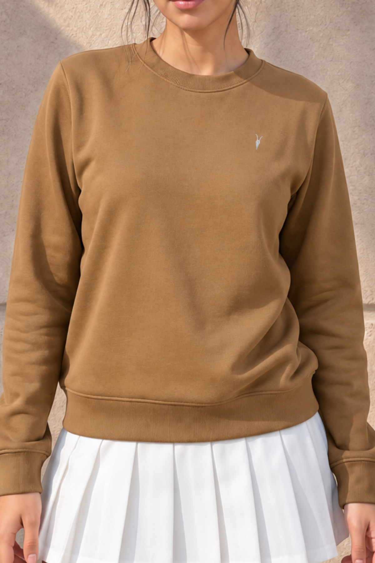 Kadın Uzun Kollu Comfort Karamel Bol Sweatshirt 5
