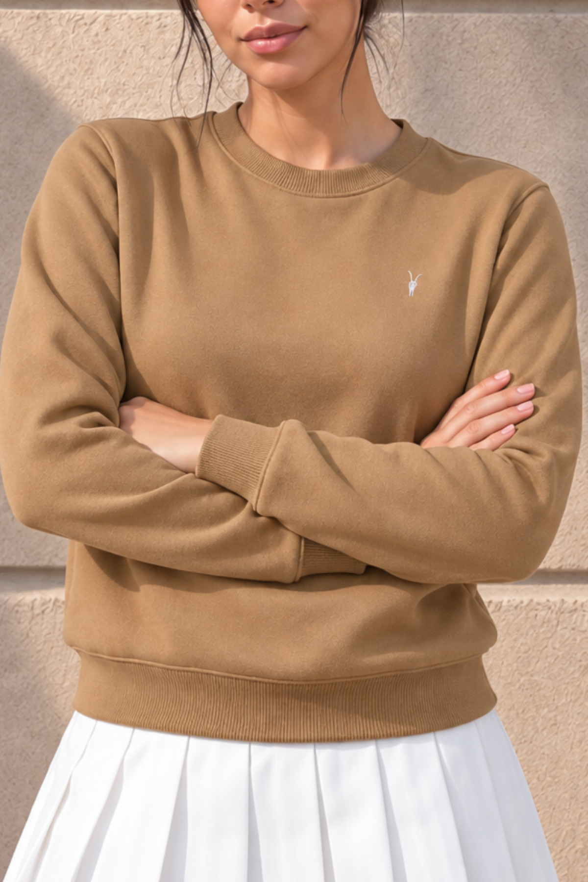 Kadın Uzun Kollu Comfort Karamel Bol Sweatshirt 6