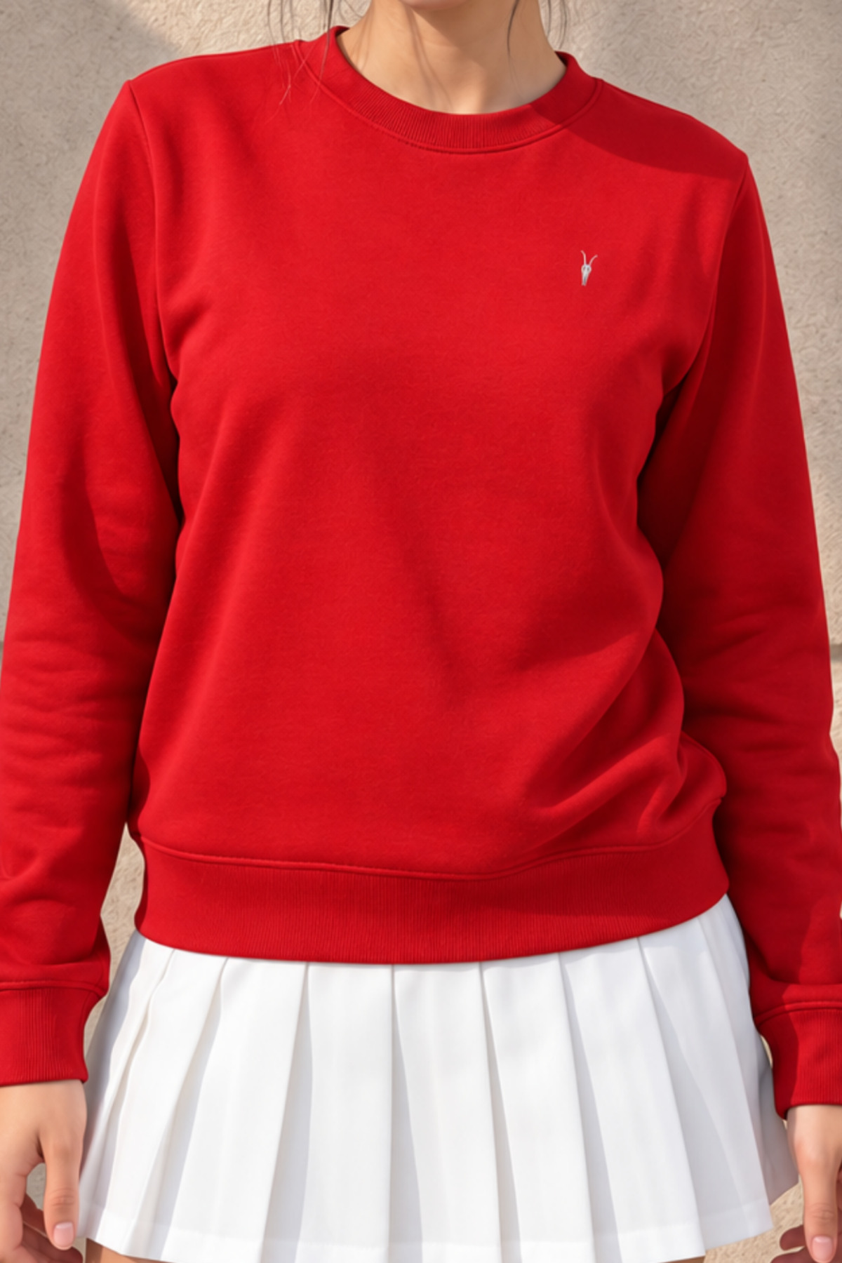 Kadın Uzun Kollu Comfort KIRMIZI Bol Sweatshirt 5