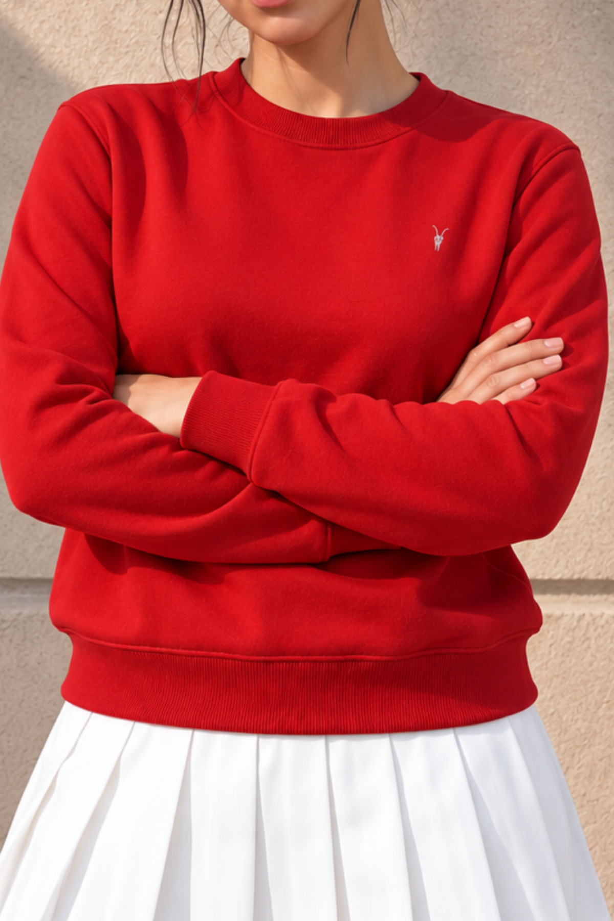 Kadın Uzun Kollu Comfort KIRMIZI Bol Sweatshirt 6