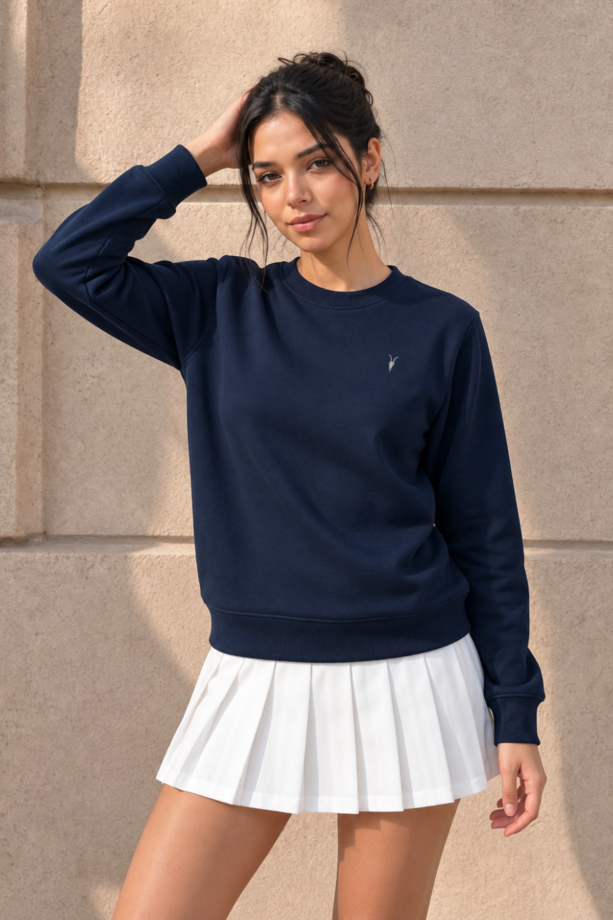 Kadın Uzun Kollu Comfort LACİVERT Bol Sweatshirt 4