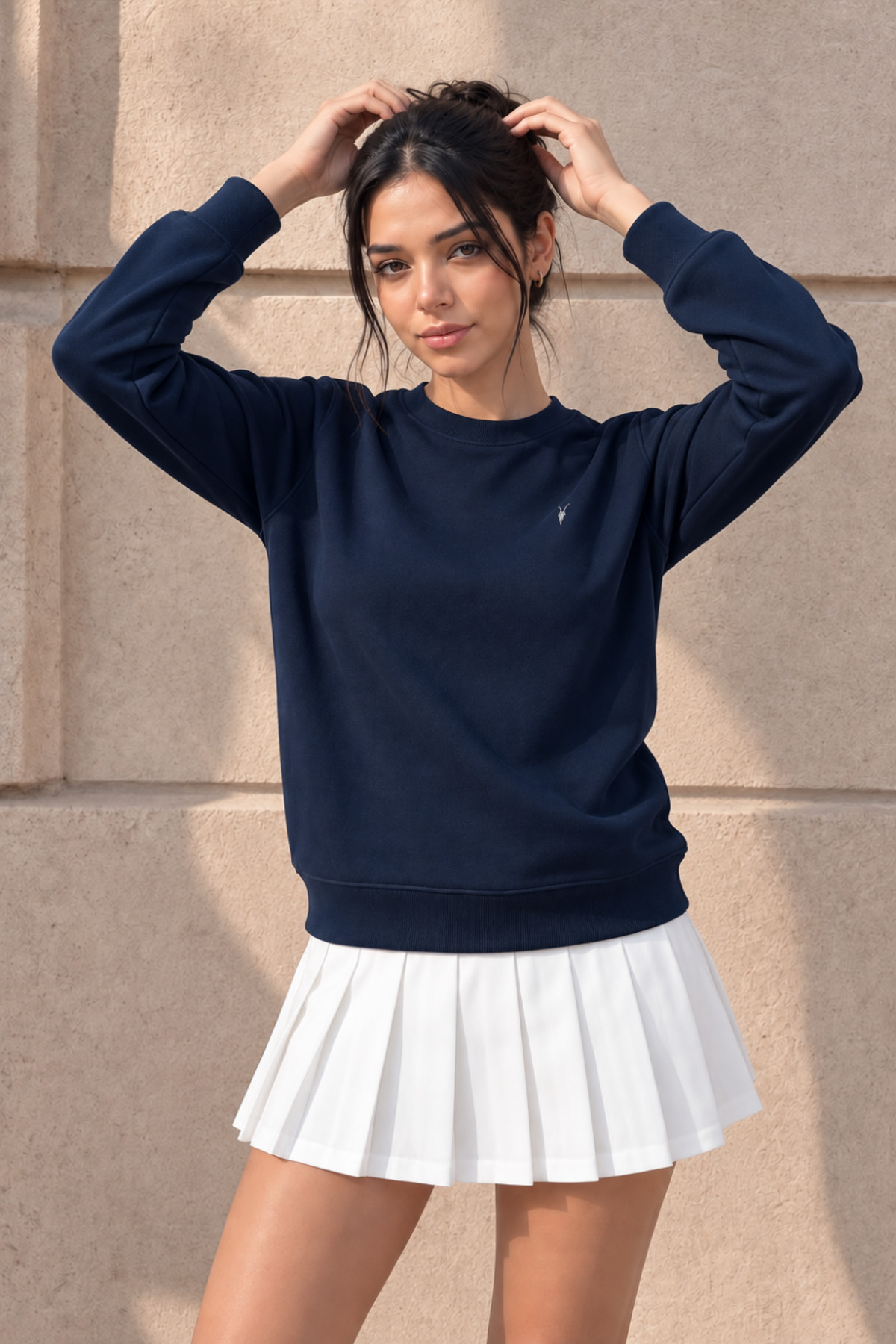 Kadın Uzun Kollu Comfort LACİVERT Bol Sweatshirt 3