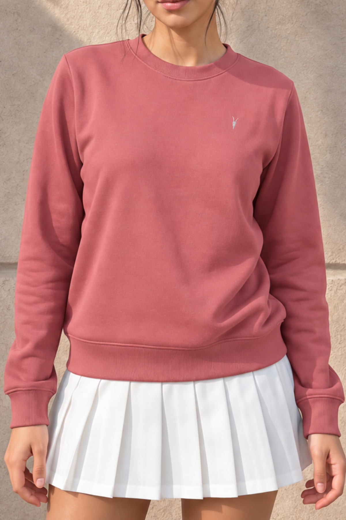Kadın Uzun Kollu Comfort Pudra Bol Sweatshirt 5