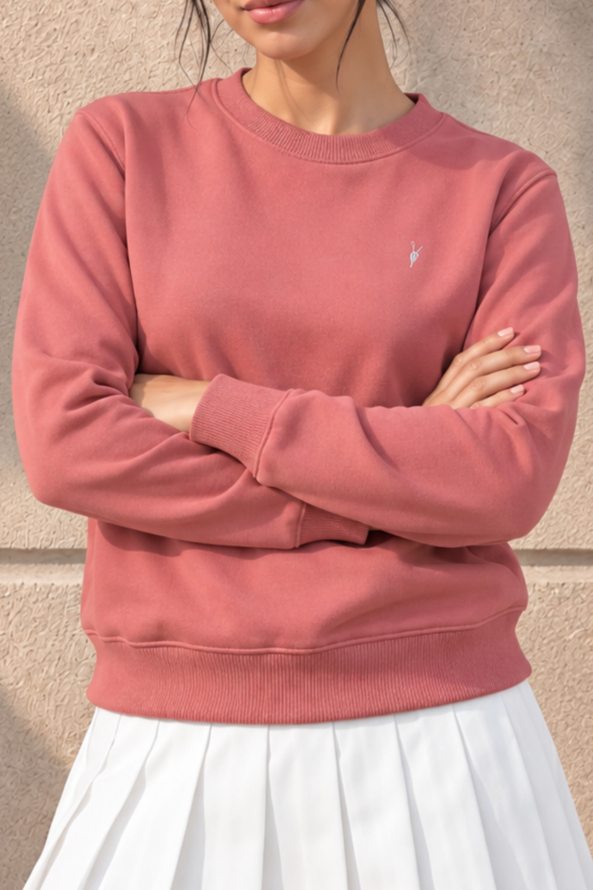 Kadın Uzun Kollu Comfort Pudra Bol Sweatshirt 6