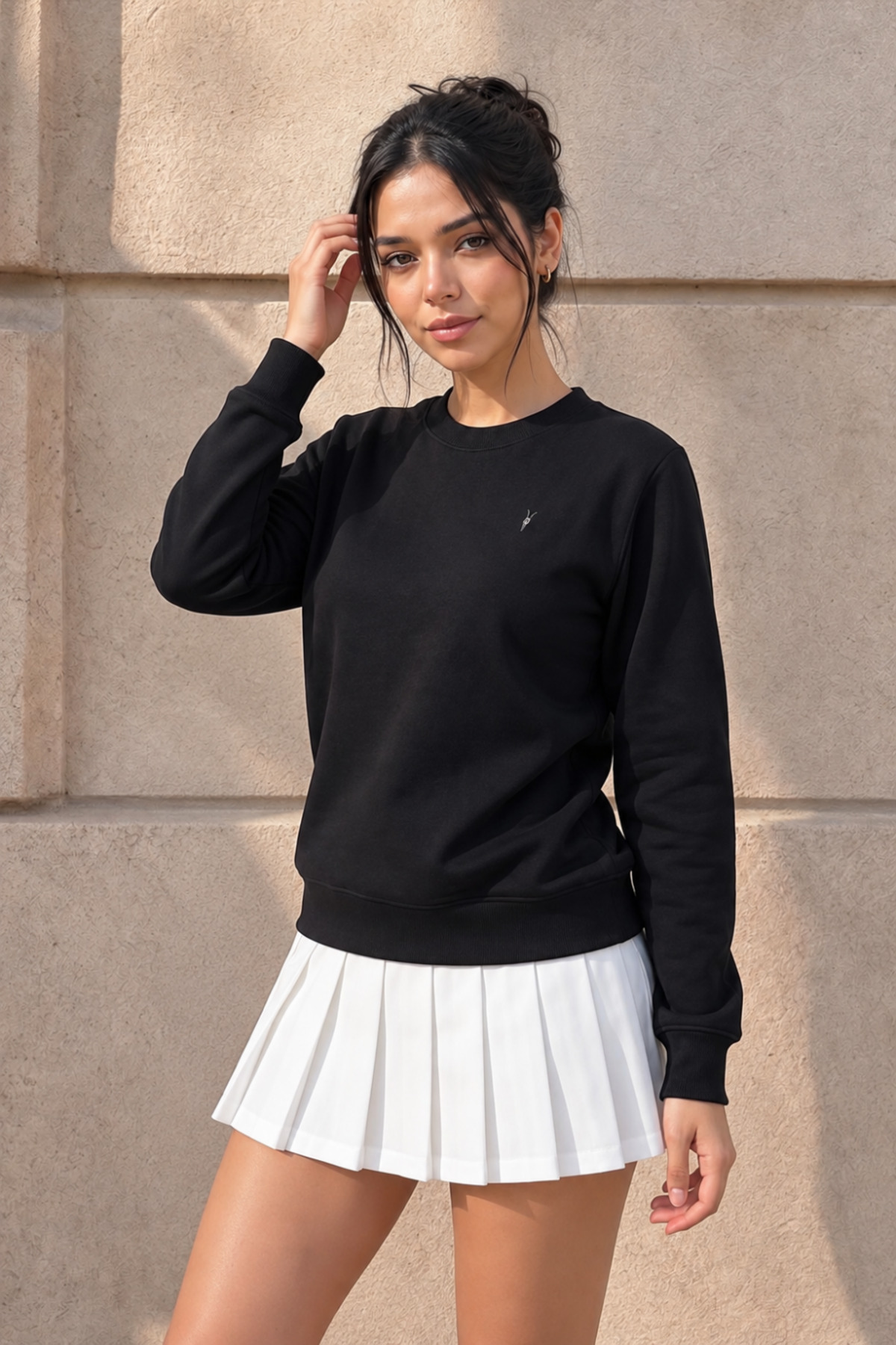 Kadın Uzun Kollu Comfort SİYAH Bol Sweatshirt 3