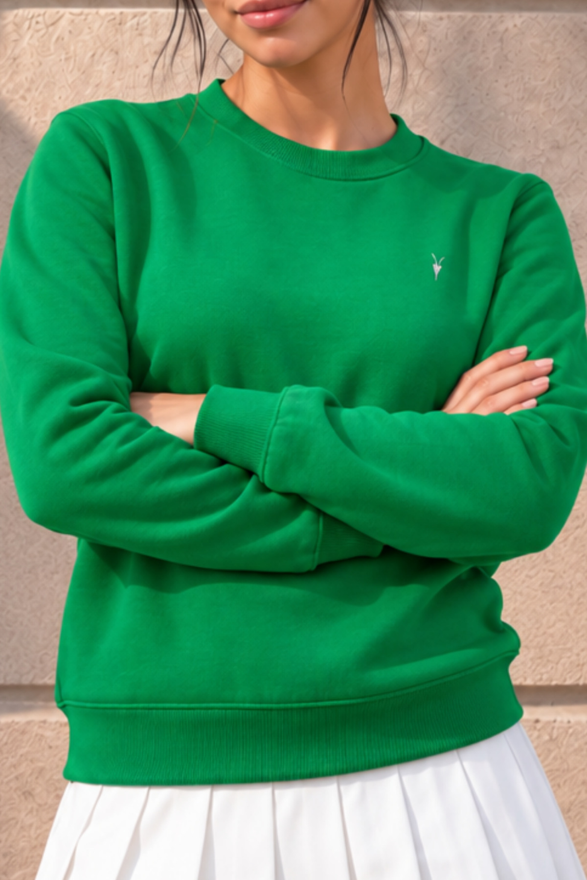 Kadın Uzun Kollu Comfort YEŞİL Bol Sweatshirt 6