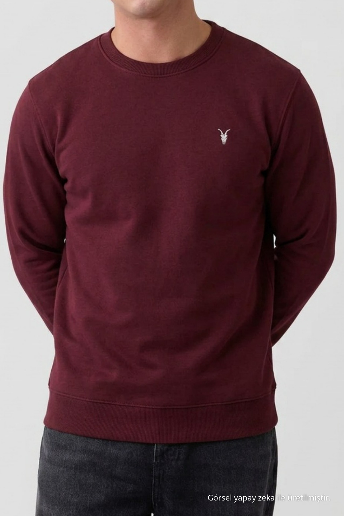 Bordo Oversize Pamuklu Erkek Sweatshirt 4