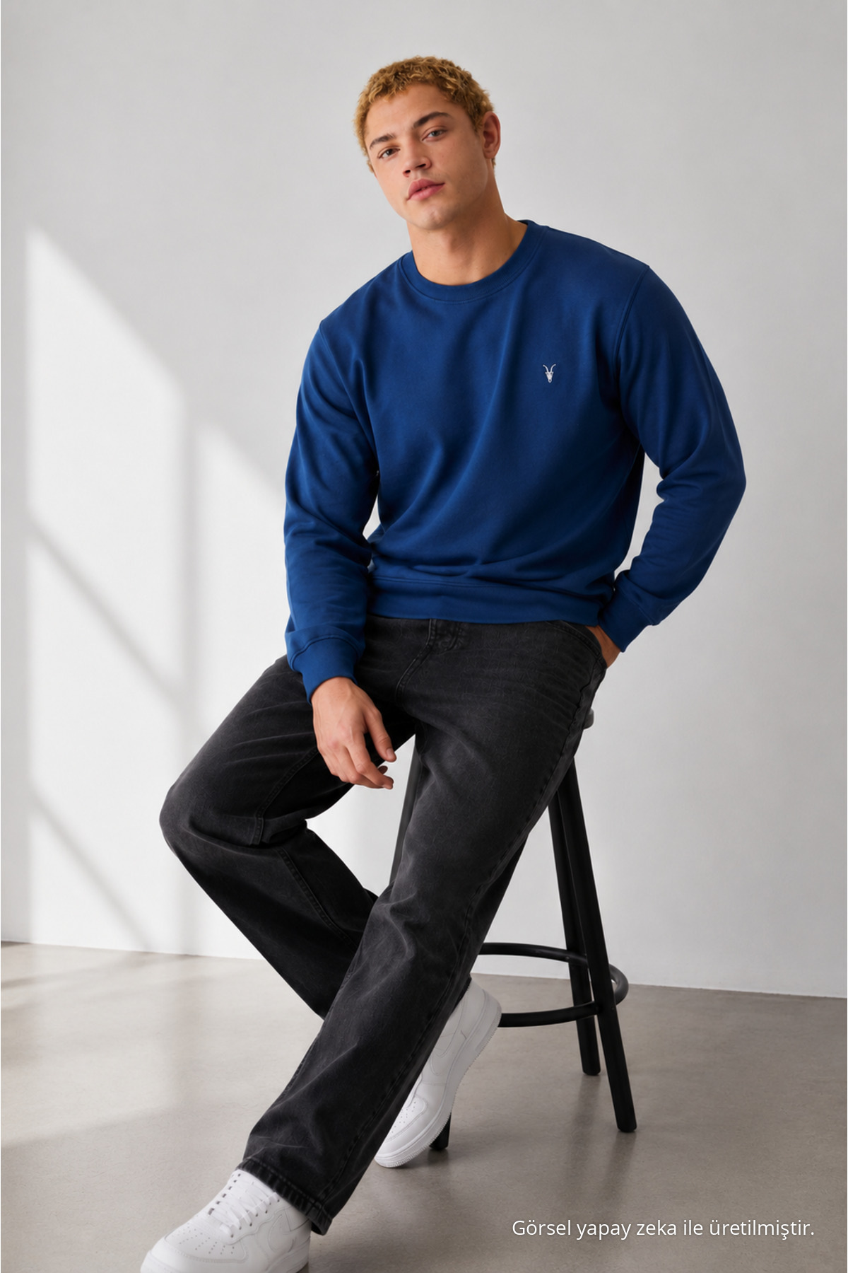 İNDİGO Oversize Pamuklu Erkek Sweatshirt 3