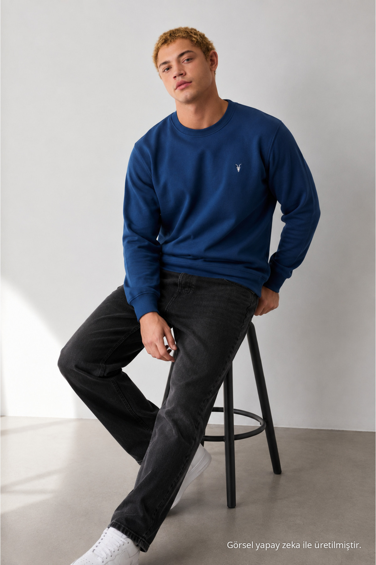 İNDİGO Oversize Pamuklu Erkek Sweatshirt 6