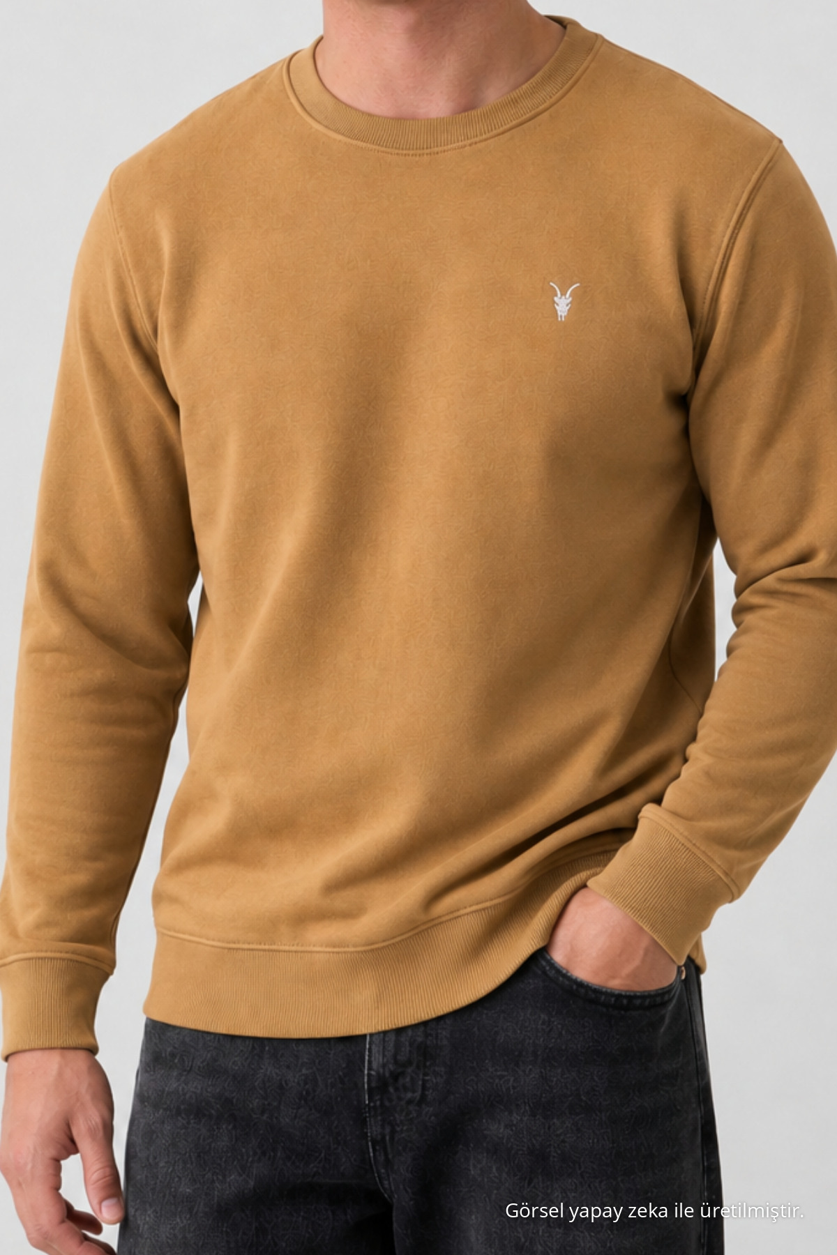 Karamel Oversize Pamuklu Erkek Sweatshirt 6