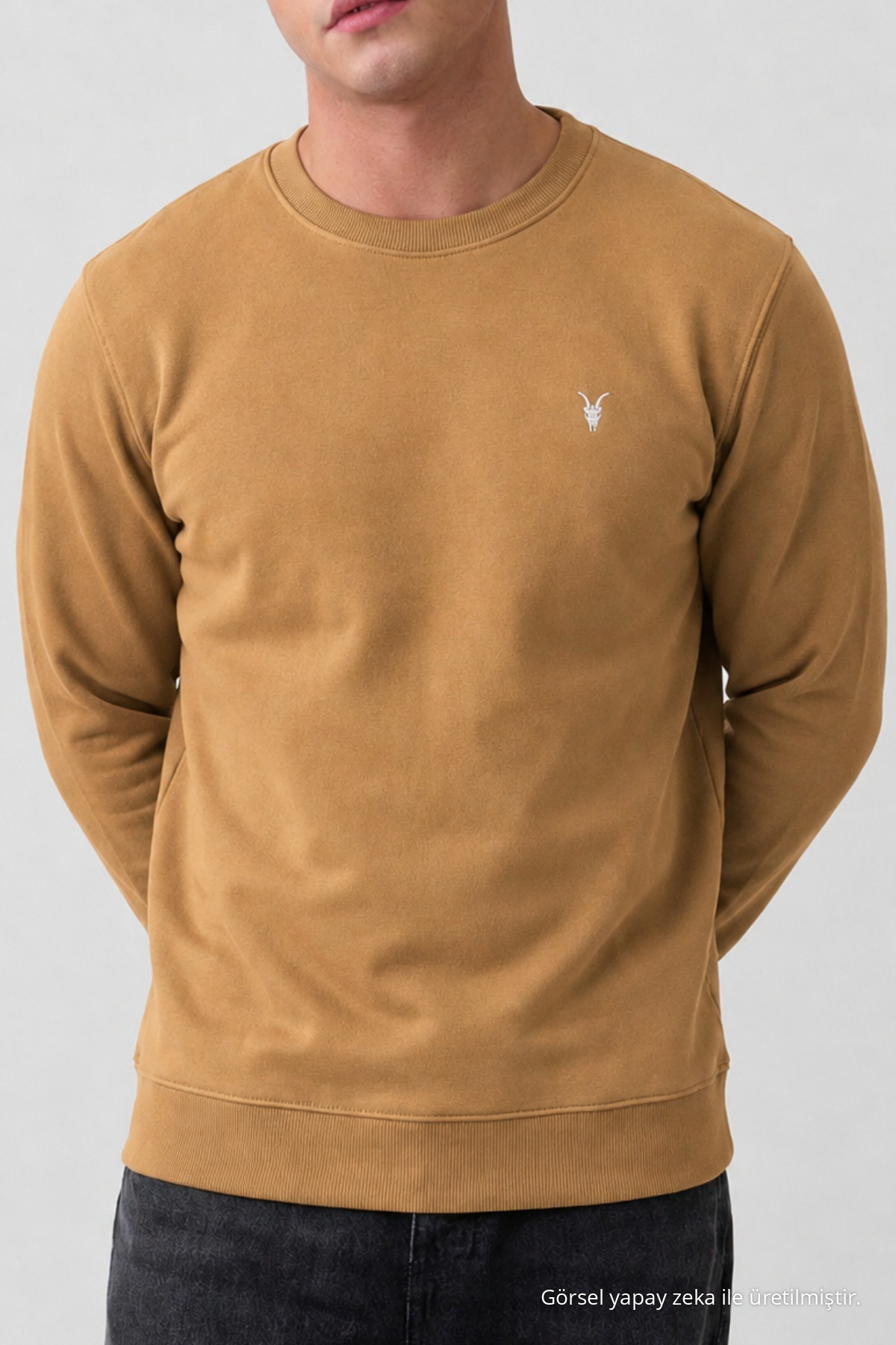 Karamel Oversize Pamuklu Erkek Sweatshirt 5