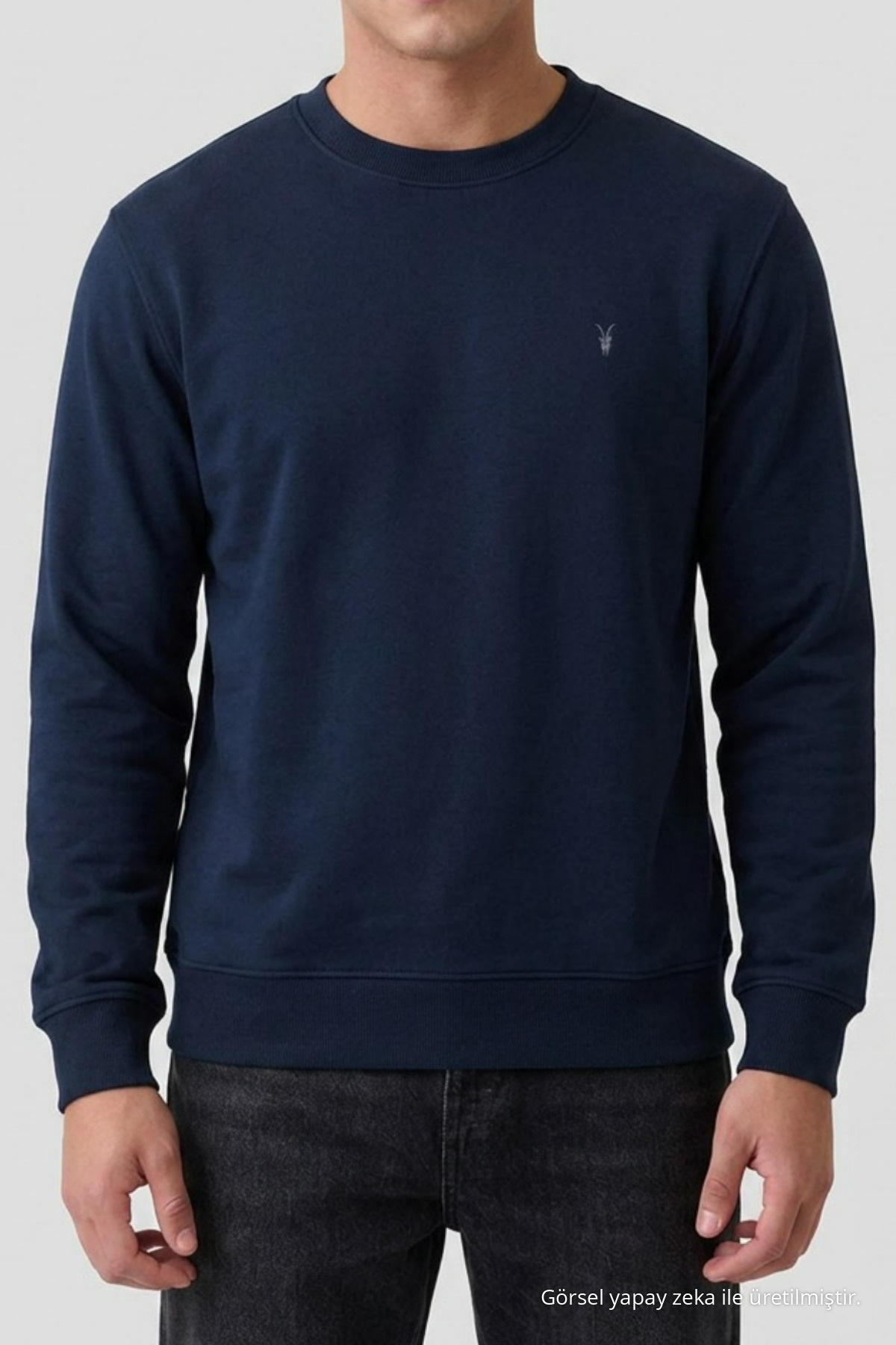 LACİVERT Oversize Pamuklu Erkek Sweatshirt 4