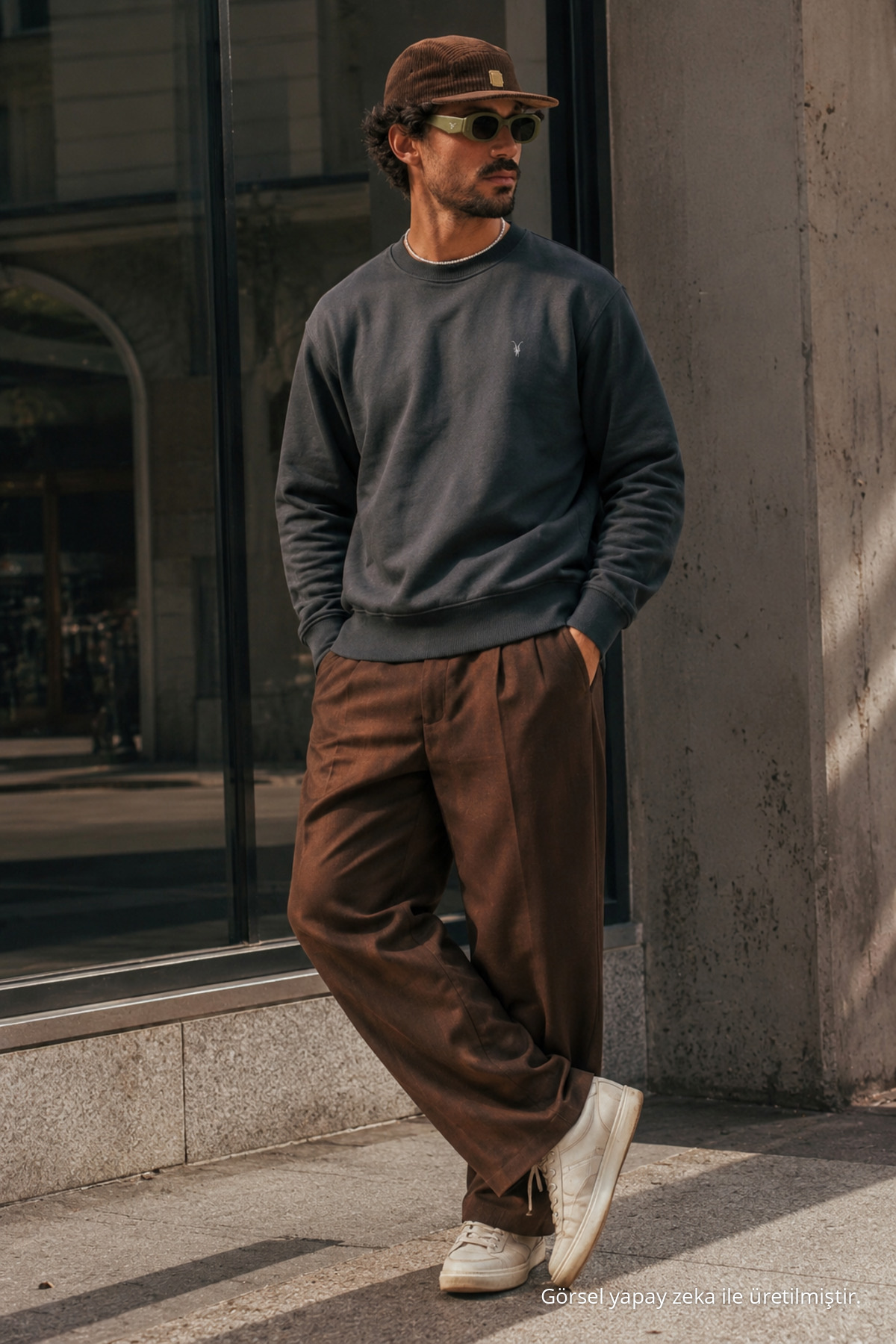 Füme Bol Kesim Rahat Erkek Sweatshirt 6