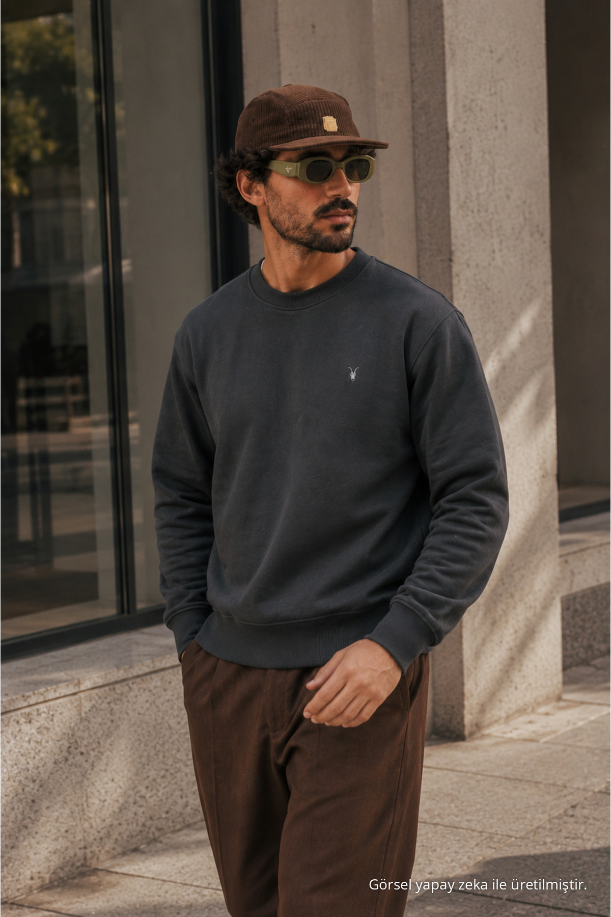 Füme Bol Kesim Rahat Erkek Sweatshirt 5