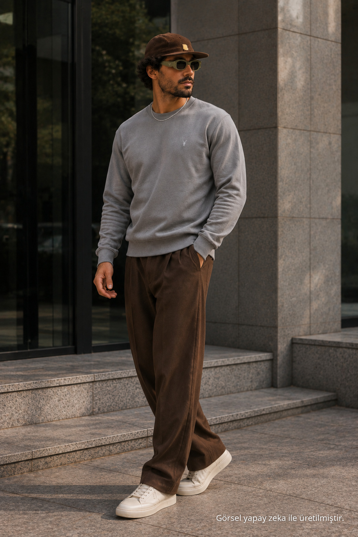GRİ Bol Kesim Rahat Erkek Sweatshirt 3