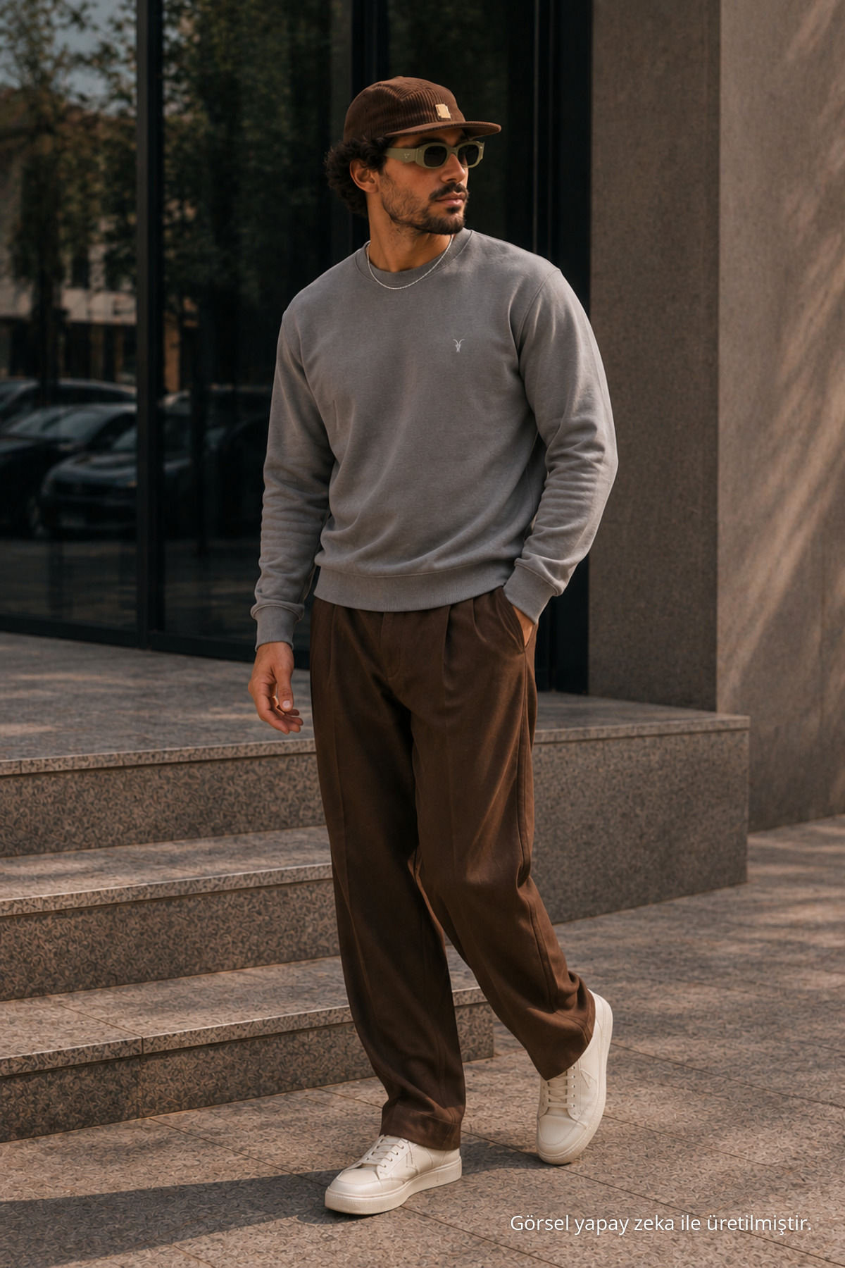 GRİ Bol Kesim Rahat Erkek Sweatshirt 6