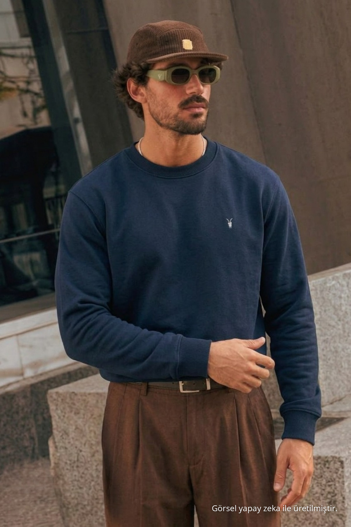 LACİVERT Bol Kesim Rahat Erkek Sweatshirt 4