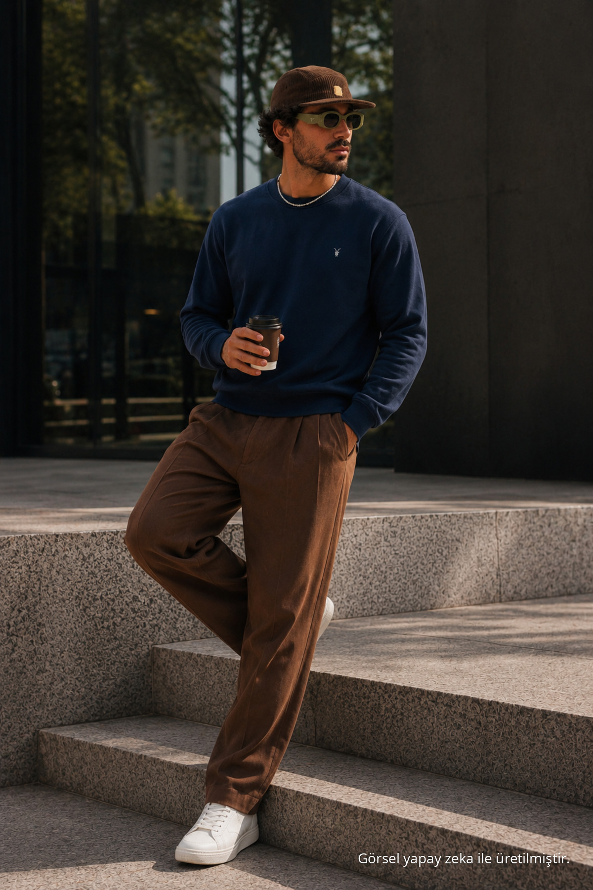 LACİVERT Bol Kesim Rahat Erkek Sweatshirt 3