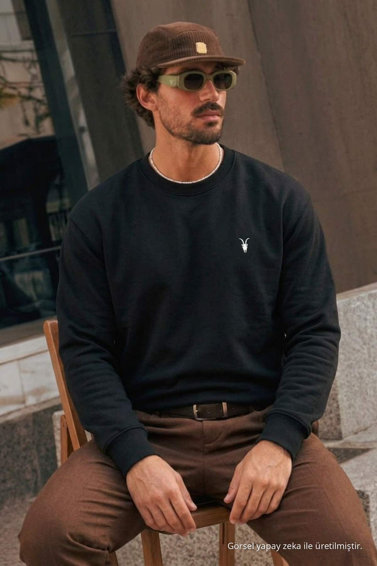 SİYAH Bol Kesim Rahat Erkek Sweatshirt 3
