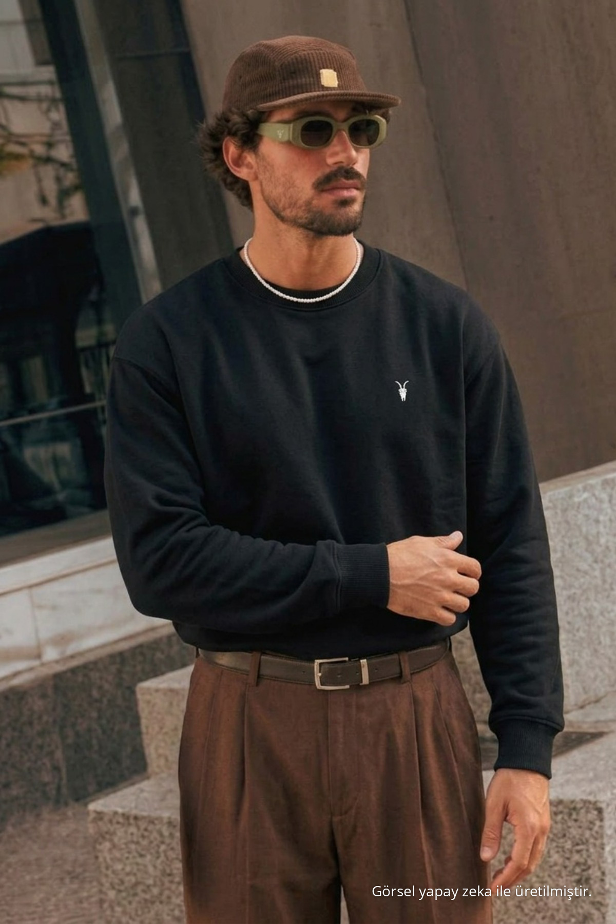 SİYAH Bol Kesim Rahat Erkek Sweatshirt 5