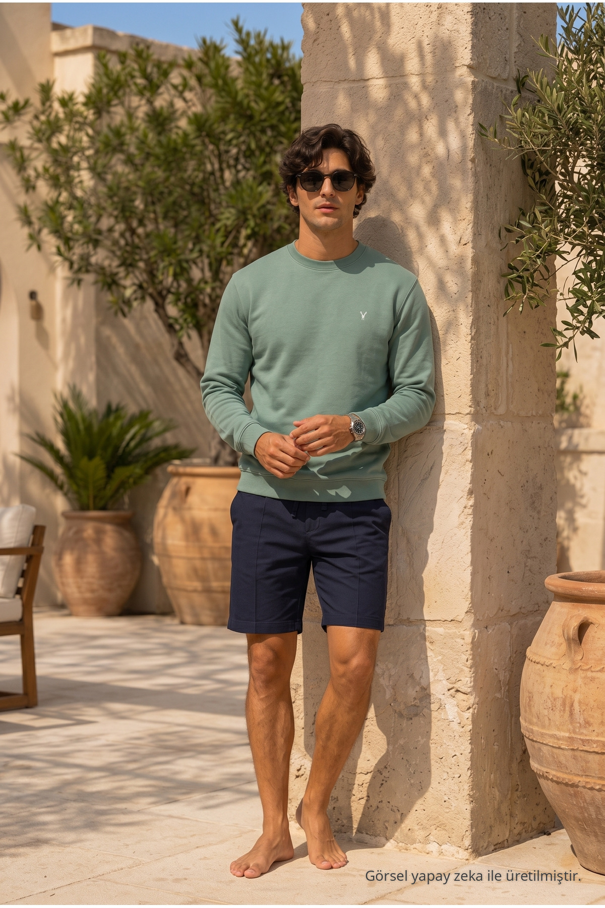 Örme Uzun Kollu Çağla Erkek Sweatshirt 6