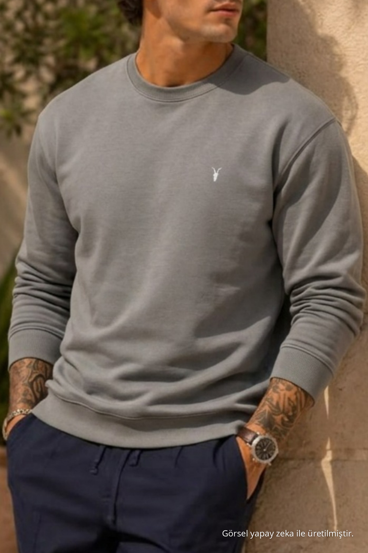 Örme Uzun Kollu GRİ Erkek Sweatshirt 6