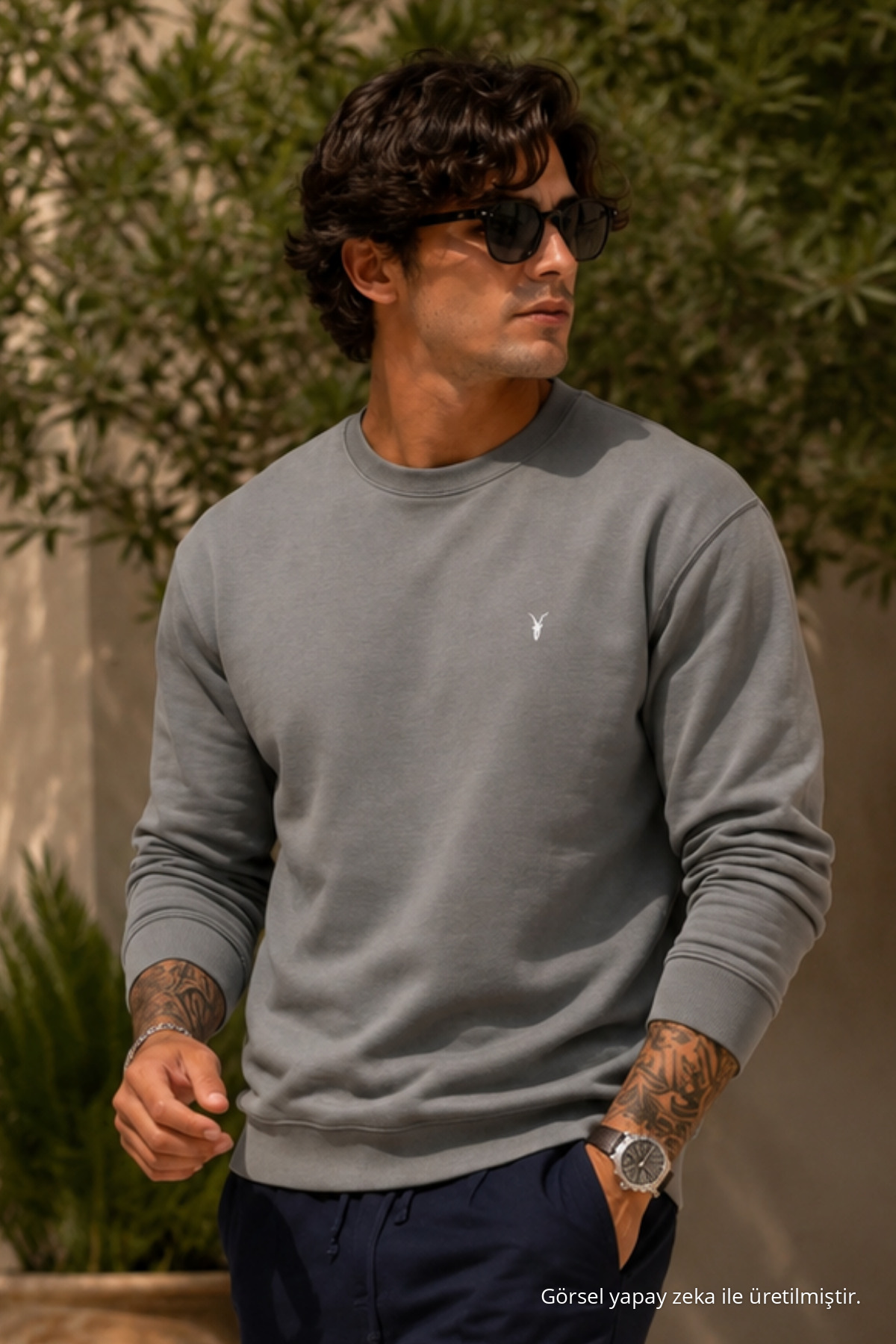 Örme Uzun Kollu GRİ Erkek Sweatshirt 5