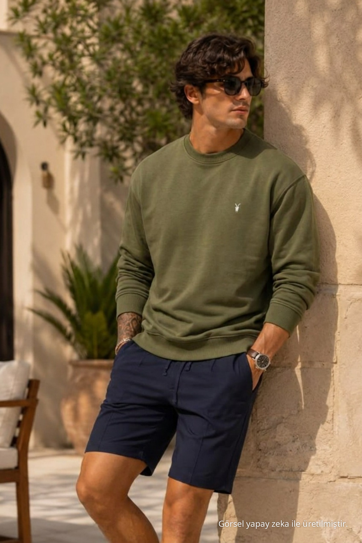 Örme Uzun Kollu HAKİ Erkek Sweatshirt 6