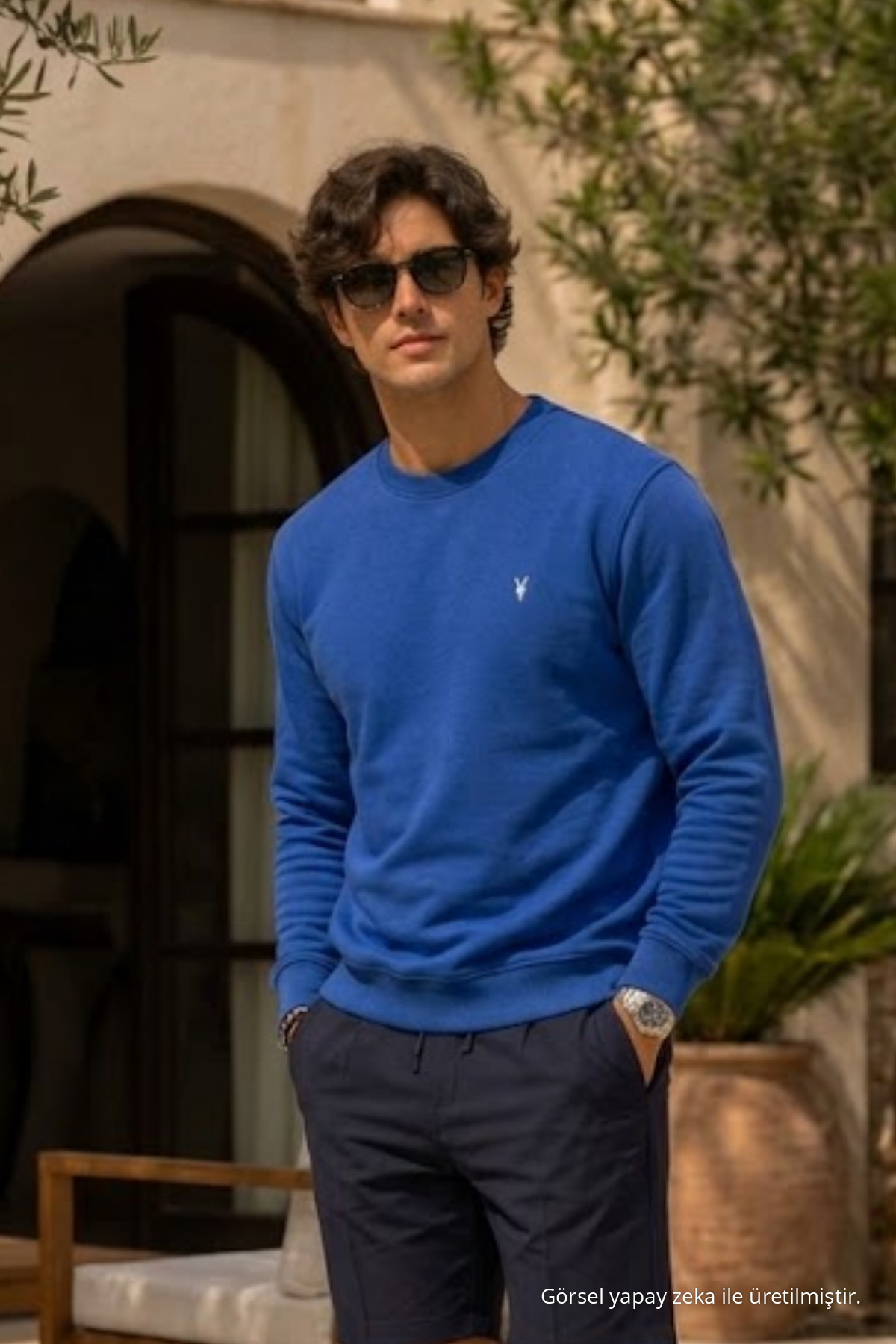 Örme Uzun Kollu İNDİGO Erkek Sweatshirt 5