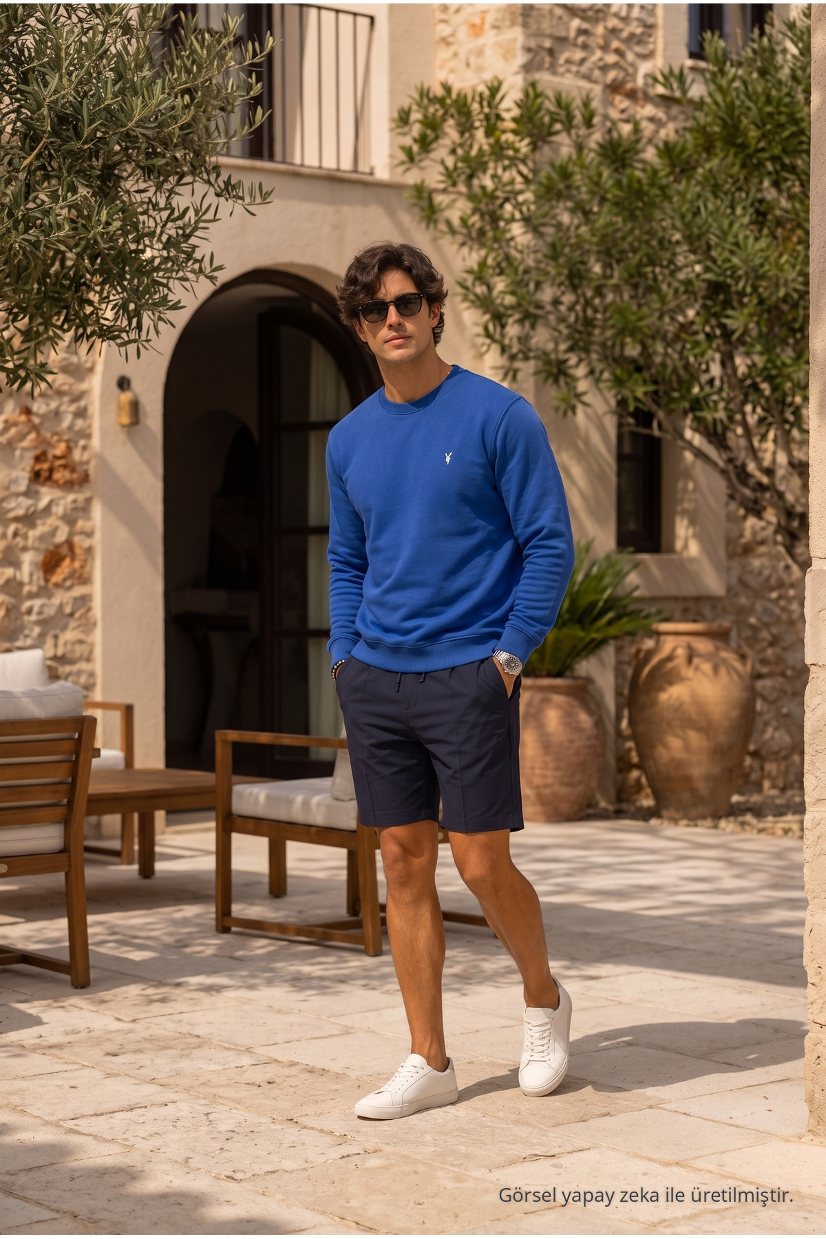 Örme Uzun Kollu İNDİGO Erkek Sweatshirt 4