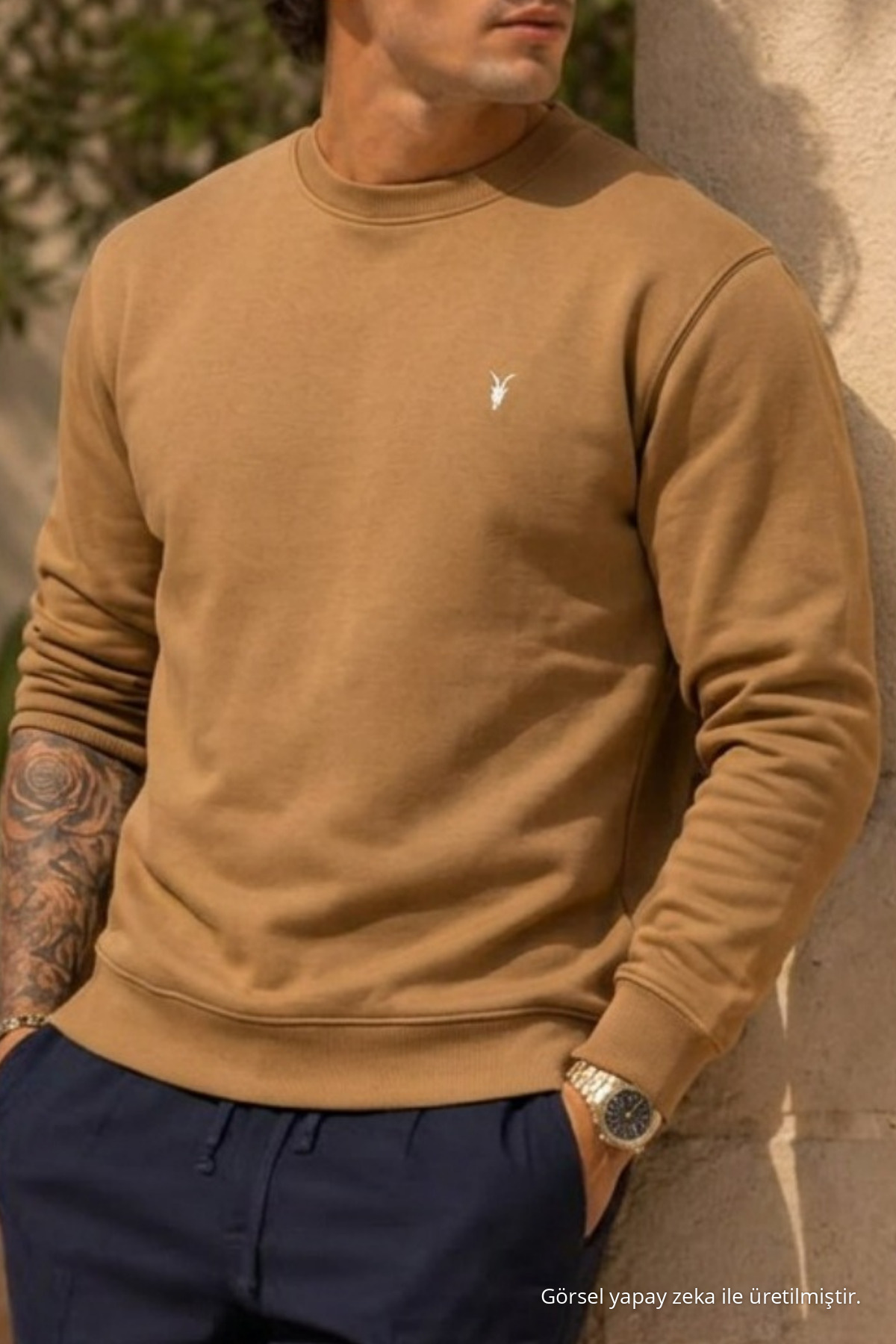 Örme Uzun Kollu Karamel Erkek Sweatshirt 6