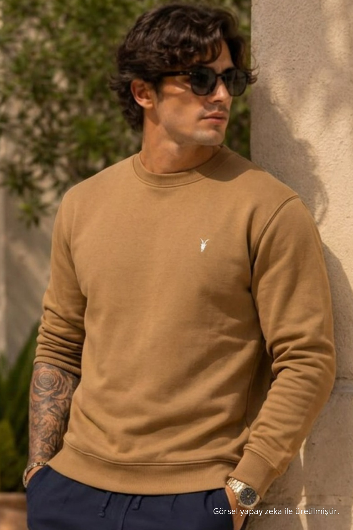 Örme Uzun Kollu Karamel Erkek Sweatshirt 5