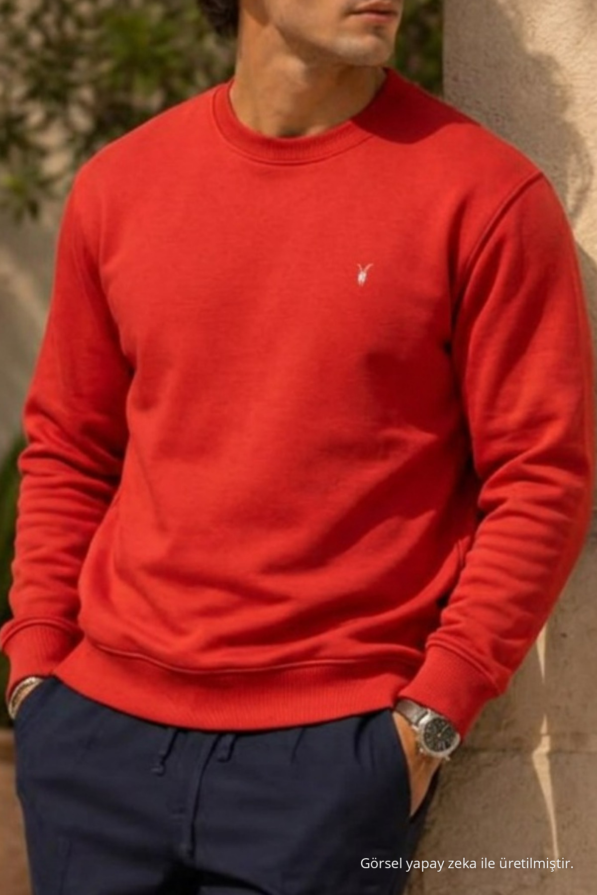 Örme Uzun Kollu KIRMIZI Erkek Sweatshirt 6