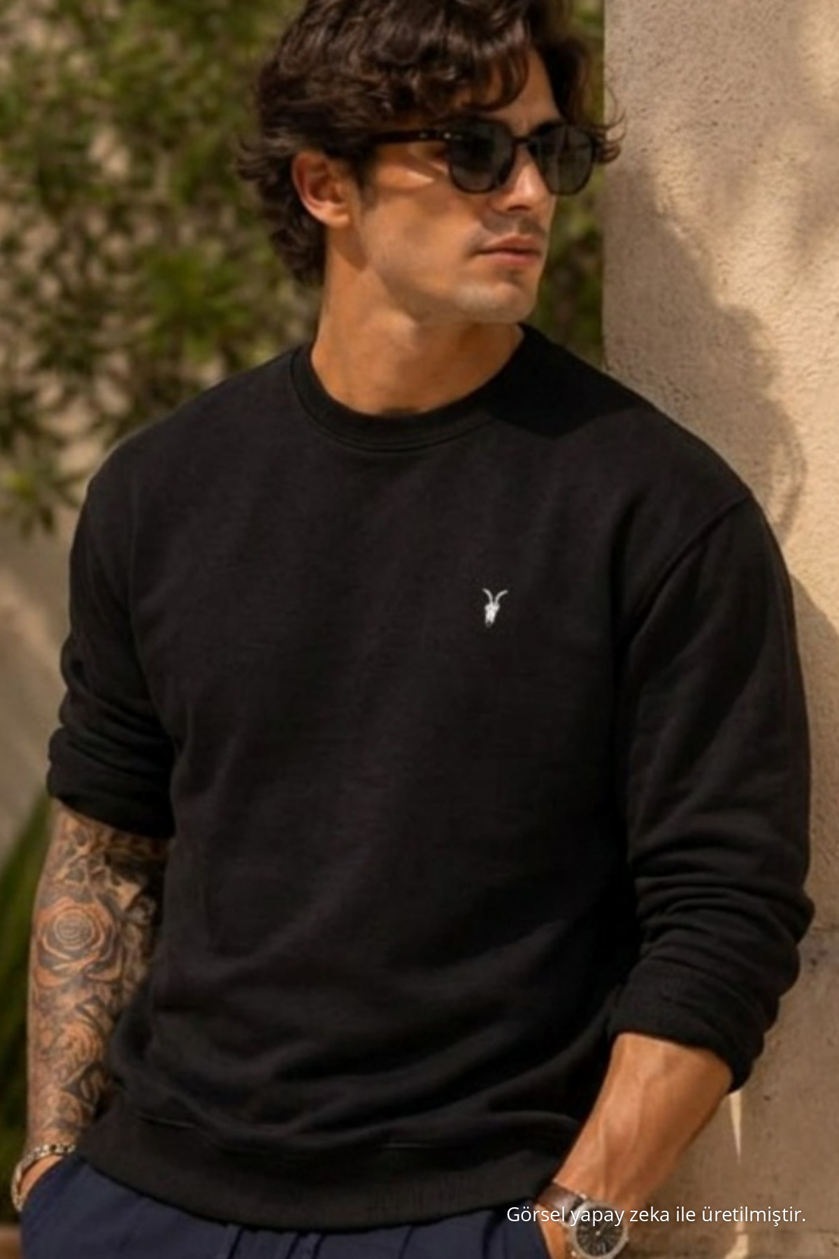 Örme Uzun Kollu SİYAH Erkek Sweatshirt 6