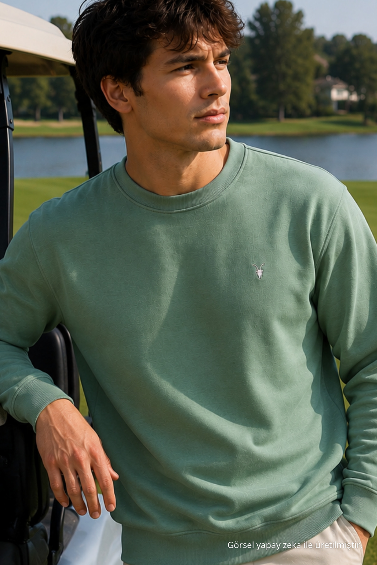 Çağla İşlemeli Standart Erkek Sweatshirt 6