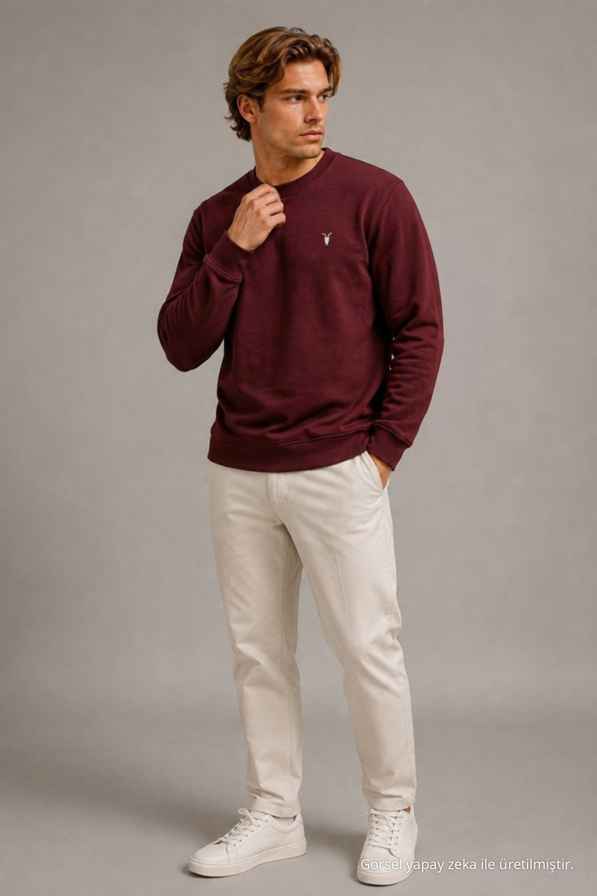 Reglan Casual Kış Bordo Erkek Sweatshirt 5