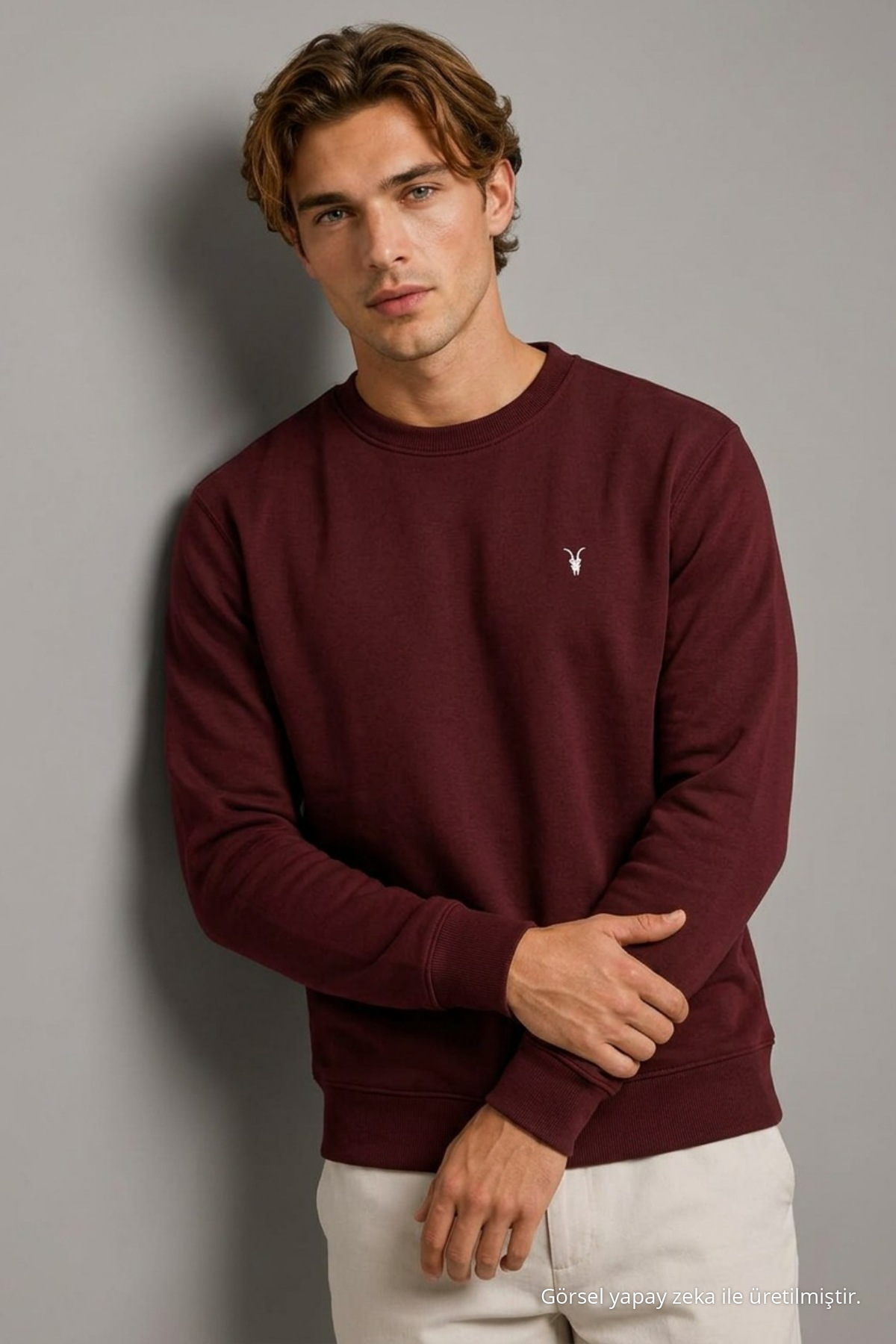 Reglan Casual Kış Bordo Erkek Sweatshirt 4
