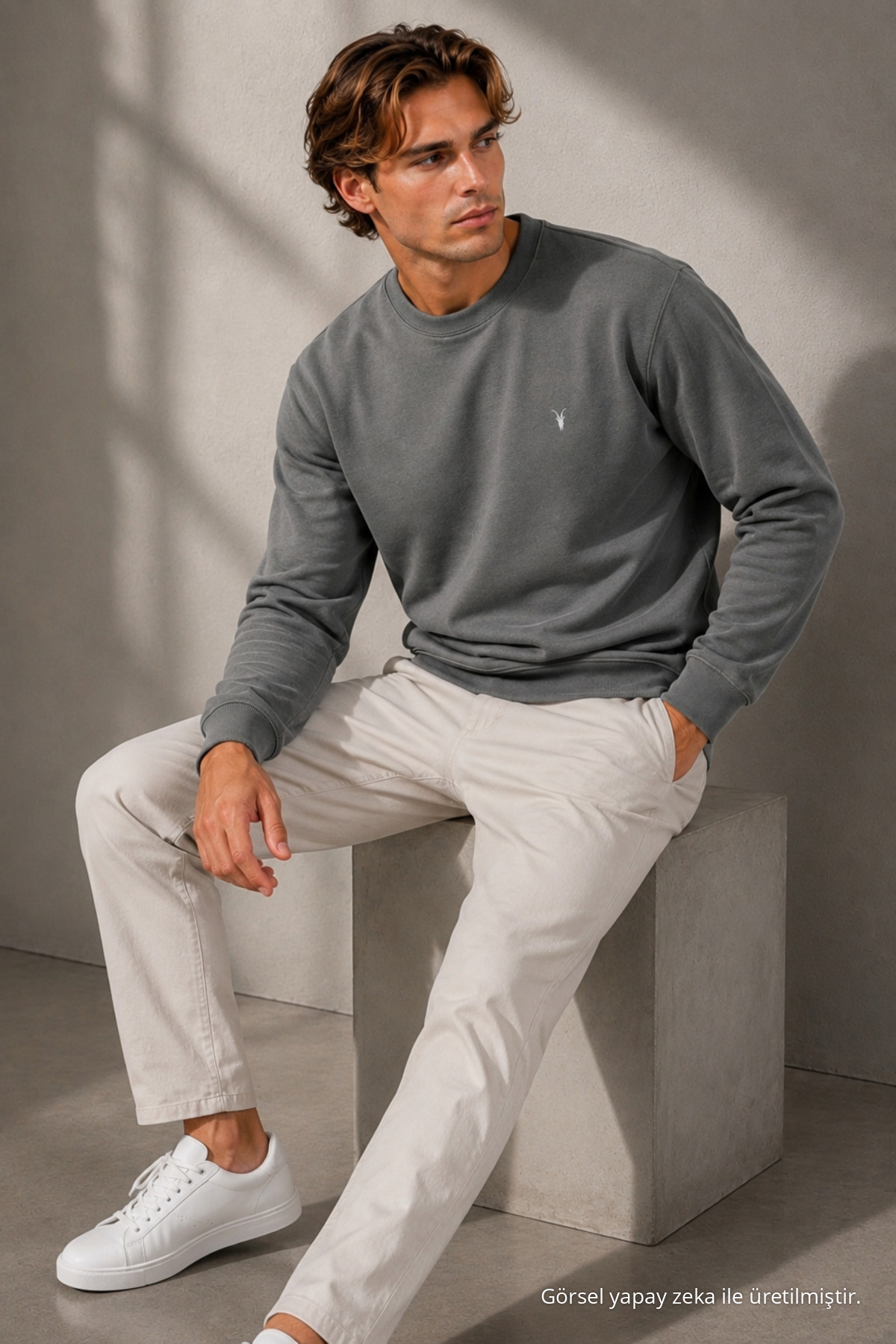 Reglan Casual Kış GRİ Erkek Sweatshirt 3