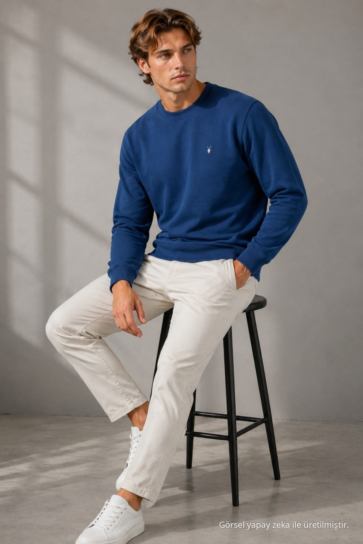 Reglan Casual Kış İNDİGO Erkek Sweatshirt 4