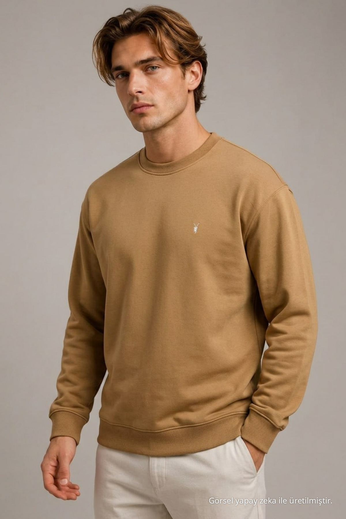 Reglan Casual Kış Karamel Erkek Sweatshirt 5