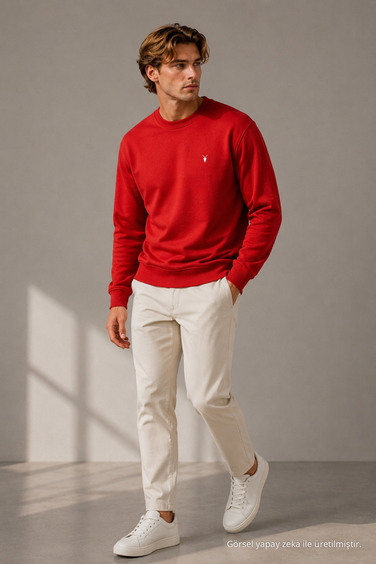 Reglan Casual Kış KIRMIZI Erkek Sweatshirt 6