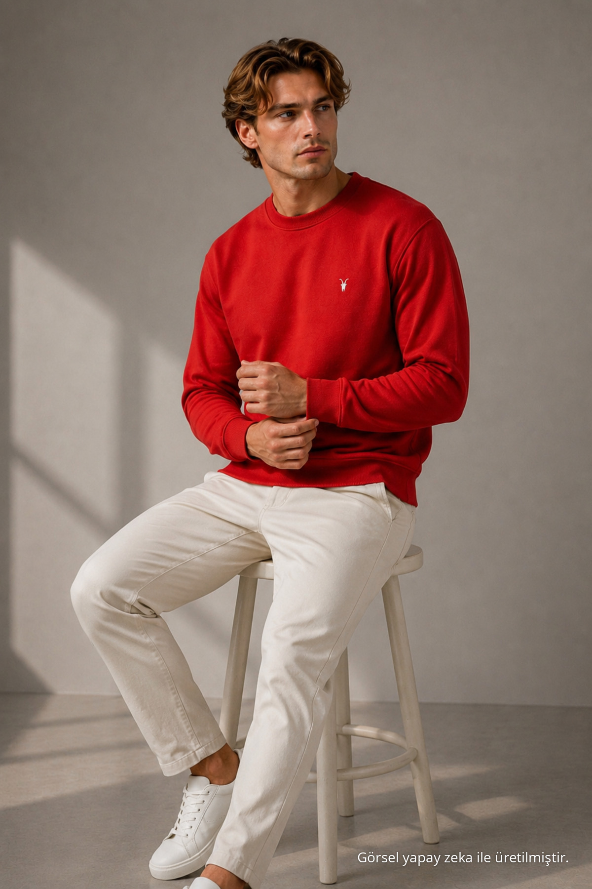 Reglan Casual Kış KIRMIZI Erkek Sweatshirt 5