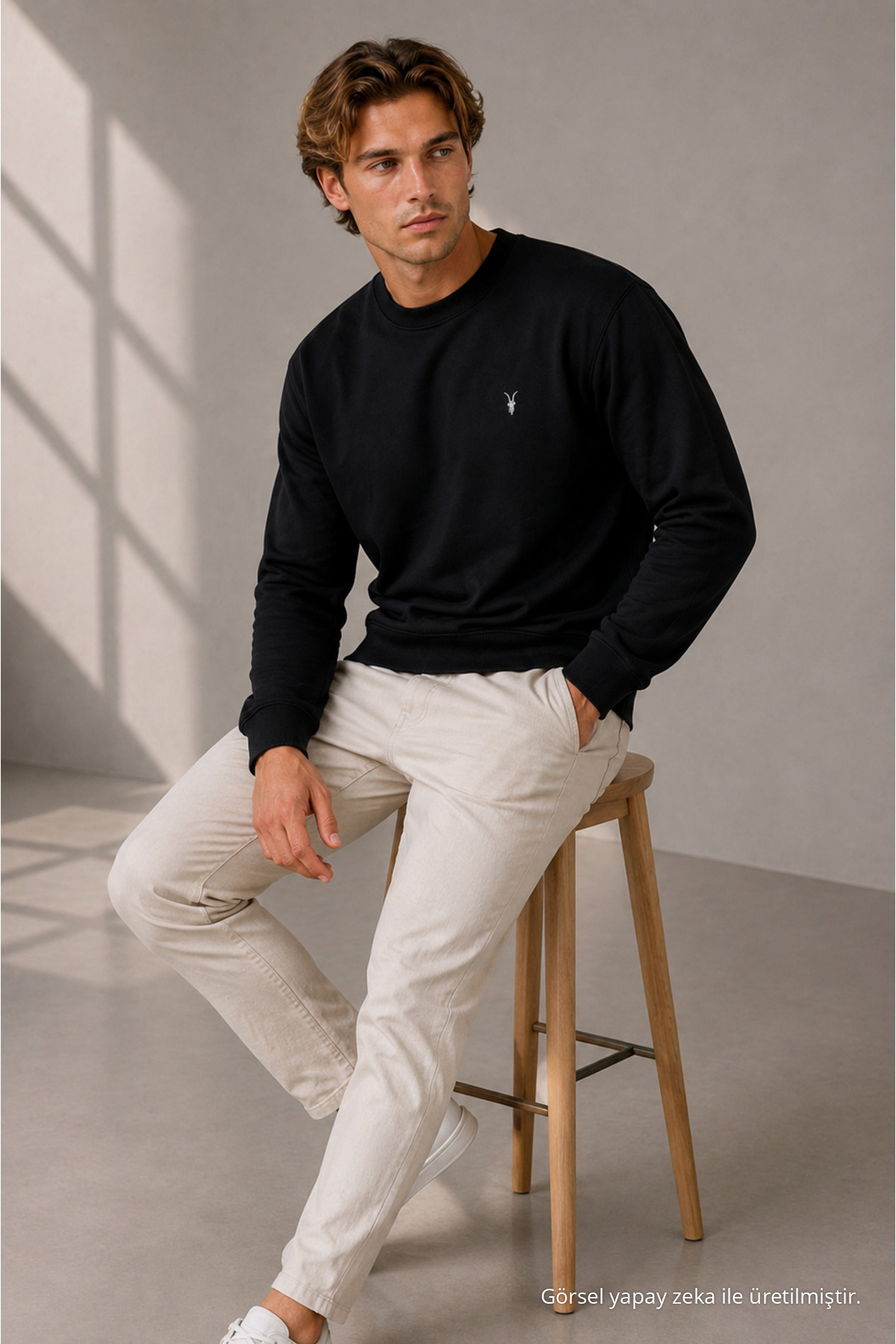 Reglan Casual Kış SİYAH Erkek Sweatshirt 5