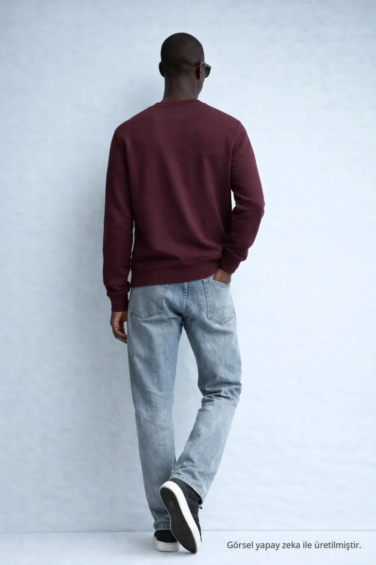 Erkek Nakışlı Parlak Bordo Sweatshirt 5