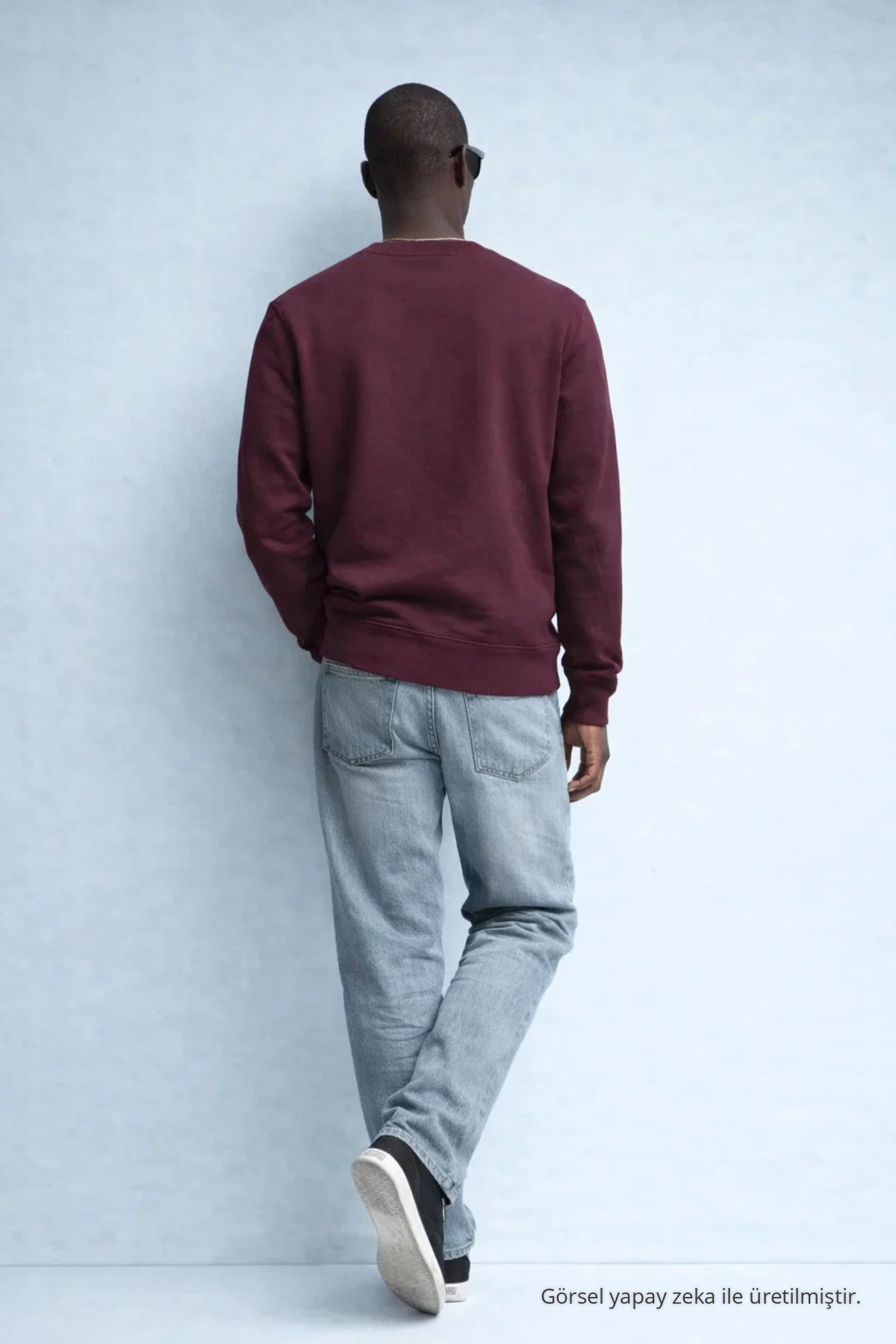 Erkek Nakışlı Parlak Bordo Sweatshirt 6