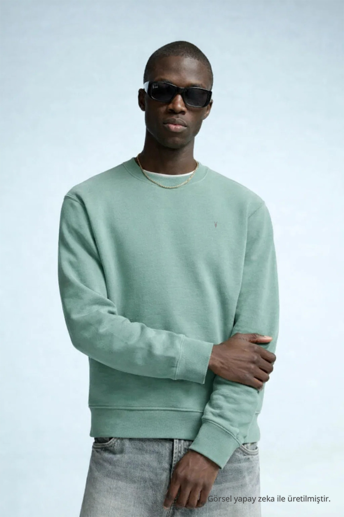 Erkek Nakışlı Parlak Çağla Sweatshirt 6