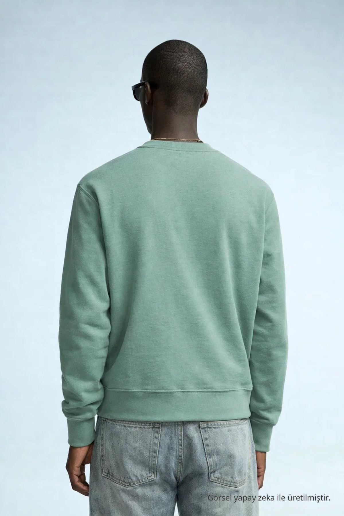 Erkek Nakışlı Parlak Çağla Sweatshirt 3