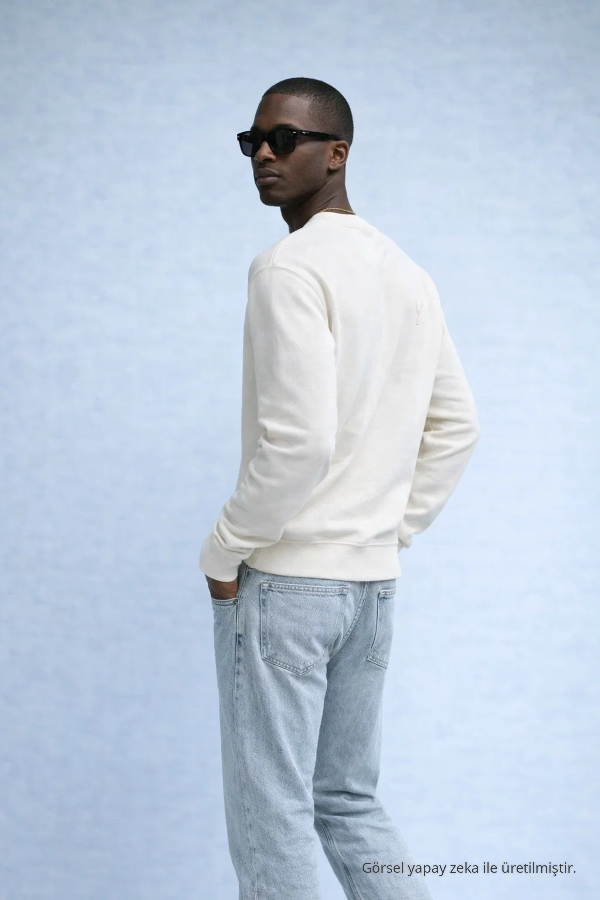 Erkek Nakışlı Parlak Ekru Sweatshirt 4