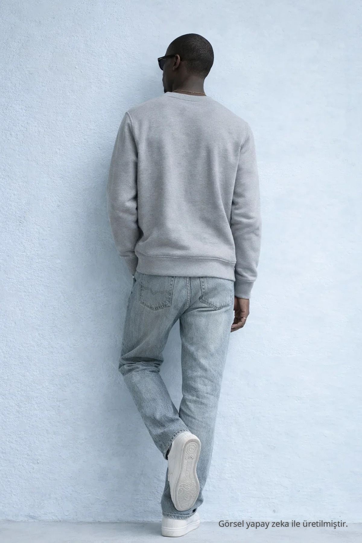 Erkek Nakışlı Parlak GRİ Sweatshirt 5
