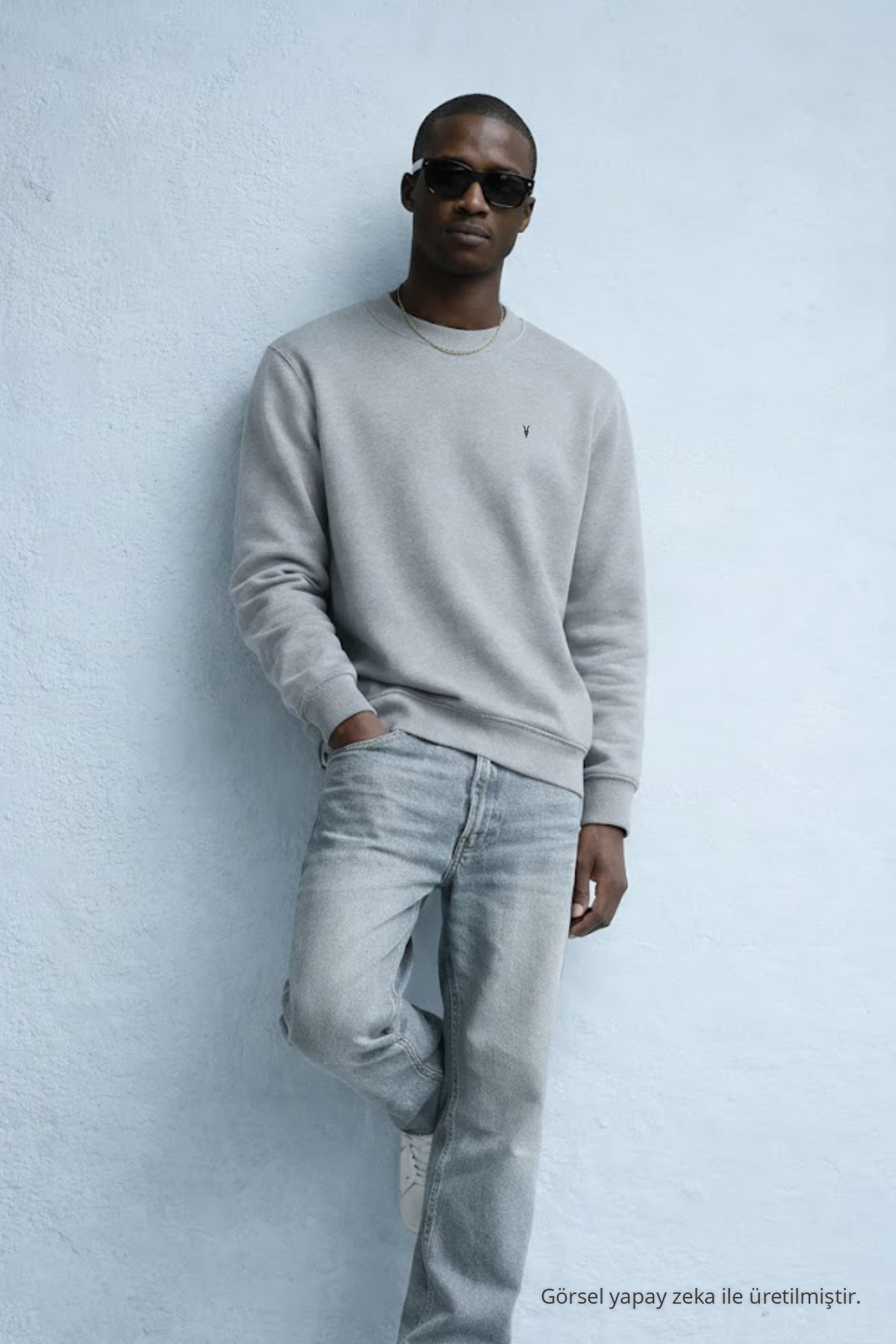 Erkek Nakışlı Parlak GRİ Sweatshirt 6